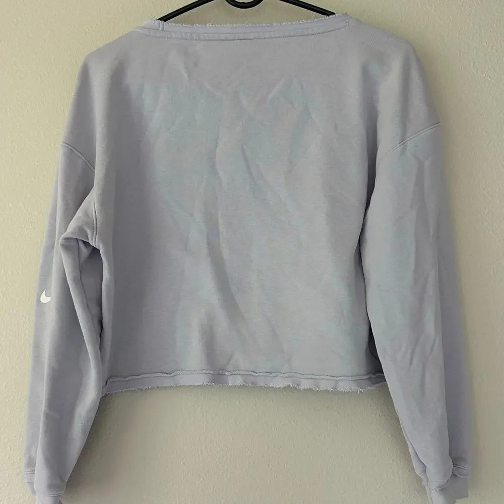 Nike Dri-FIT Raw Hem Cropped Sweatshirt Lavender purple Athletic Lounge XS